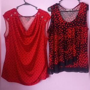 Roz Ali Red/Black & Rachel Zoe Tank Tops Size 1X Sleeveless Blouse Bundle